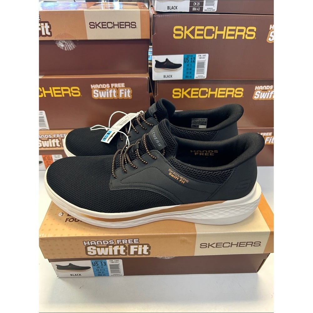 Skechers Mens Size 13 Swift Fit Hands Free Slip-On Sneakers Black 1961251 0484